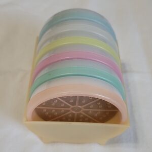 Tupperware Multicolor Coaster Set, VINTAGE, 6pc Set with Tray